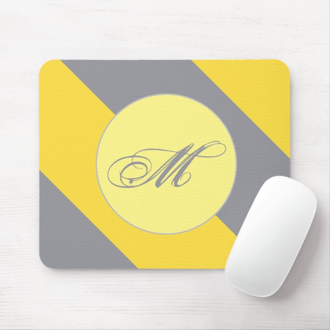 Light Yellow And Soft Grey Customise Mouse Pad (With Mouse)
