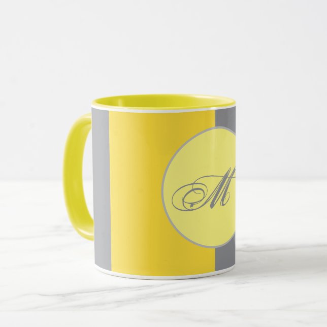 Light Yellow And Soft Grey Customise Mug (Front Left)