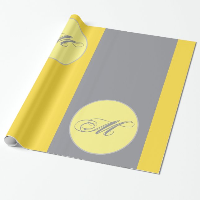 Light Yellow And Soft Grey Customise Mug Wrapping Paper (Unrolled)