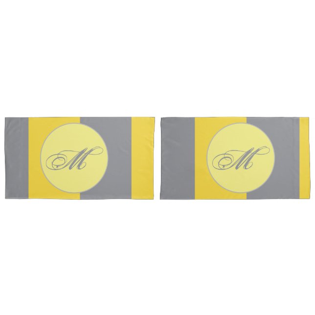 Light Yellow And Soft Grey Customise Pillowcase (Front-Set)