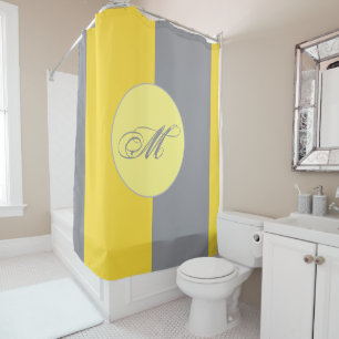 Light Yellow And Soft Grey Customise Shower Curtain