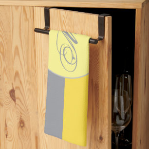 Light Yellow And Soft Grey Customise Tea Towel