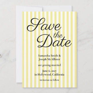 Light Yellow and White Stripe Save The Date