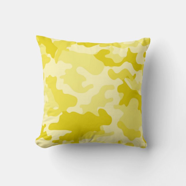 Light Yellow Camo Throw Pillow (Front)