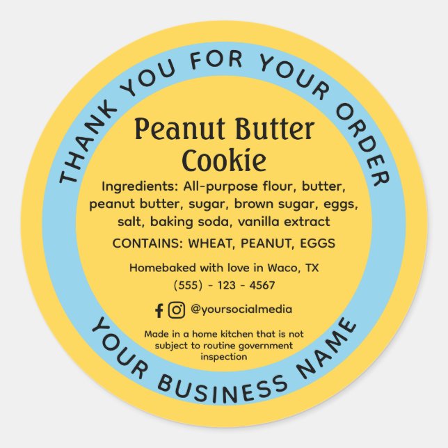 Light Yellow Cottage Law Food Ingredient Sticker (Front)