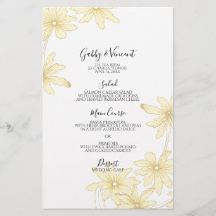 Light Yellow Daisies Wedding Menu