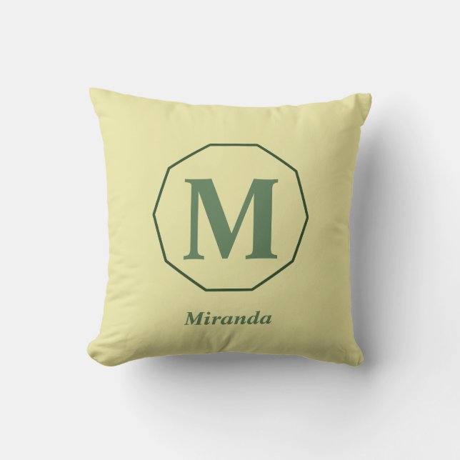 Light Yellow elegant monogram name personalised Cushion (Front)