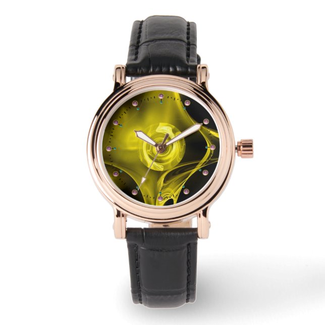 LIGHT YELLOW FRACTAL ROSE WATCH (Front)