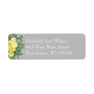 Light Yellow & Gray Peony & Rose Floral Address Return Address Label