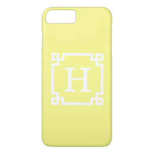 Light Yellow Greek Key Frame #2 Initial Monogram iPhone 8 Plus/7 Plus Case