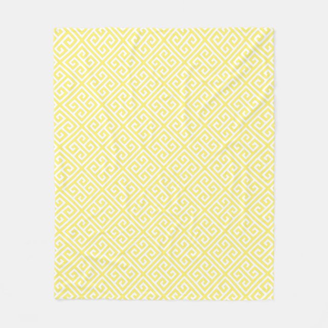 Light Yellow Greek Key Pattern Fleece Blanket (Front)