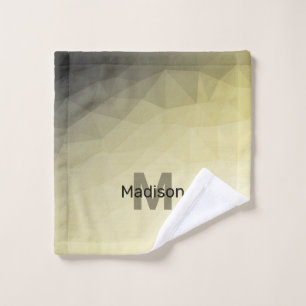Light yellow grey ombre mesh pattern Monogram Wash Cloth