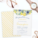 Light yellow Lemon main squeeze Bridal Shower Invitation<br><div class="desc">Evoke a sense of freshness with this watercolor blue and yellow floral lemon Bridal Shower invitation. Delight your guests with a playful message: "She found her main squeeze." Perfect for a lively and citrus-infused celebration.</div>