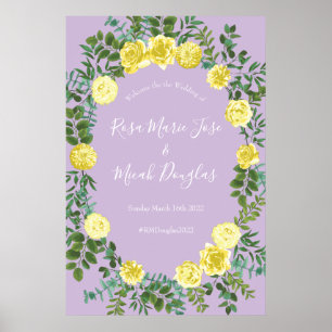 Light Yellow & Lilac Purple & Rose Floral Wedding Poster