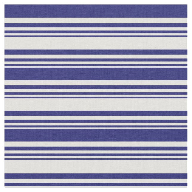 Light Yellow & Midnight Blue Coloured Lines Fabric (Close Up)