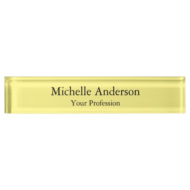 Light Yellow Minimalist Professional Modern Plain Nameplate (Front)
