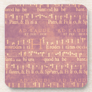 Light Yellow Music on Grunge Purple Coaster