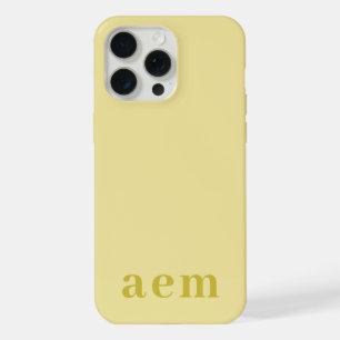 Light Yellow Mustard Initials Monogram Minimal iPhone 15 Pro Max Case