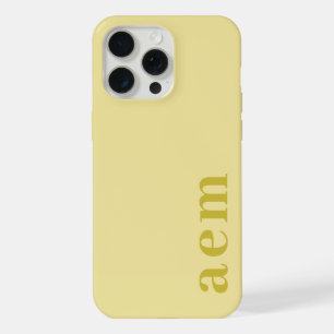 Light Yellow Mustard Initials Monogram Minimal iPhone 15 Pro Max Case