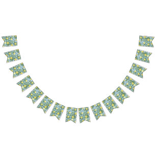Light Yellow & Pale Blue Rose Floral Wedding Bunting