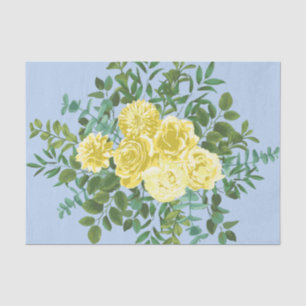 Light Yellow & Pale Blue Rose Floral Wedding Tissue Paper