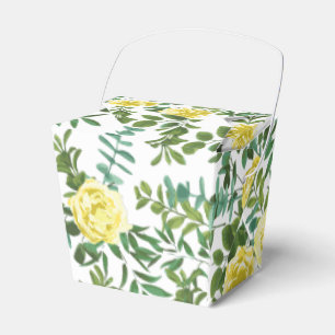Light Yellow Pastel Peony & Rose Floral Wedding Favour Box