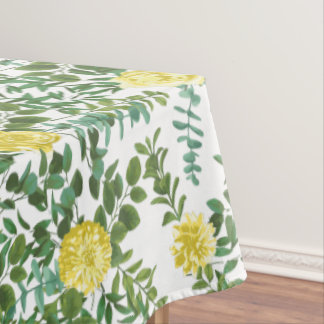 Light Yellow Pastel Peony Rose Floral Wedding Tablecloth