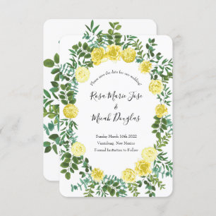 Light Yellow Peony Rose Floral Wedding Save Date Invitation
