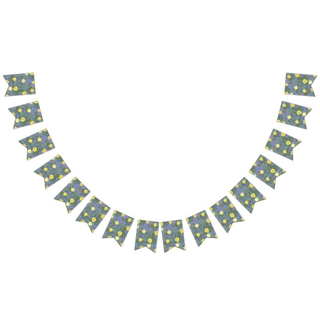 Light Yellow & Periwinkle Blue Rose Floral Wedding Bunting (All)