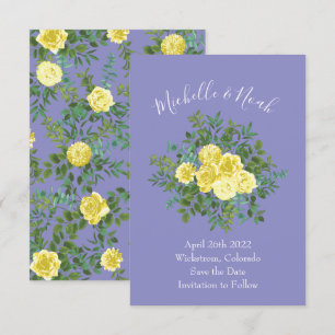 Light Yellow & Periwinkle Blue Wedding Save Date Invitation