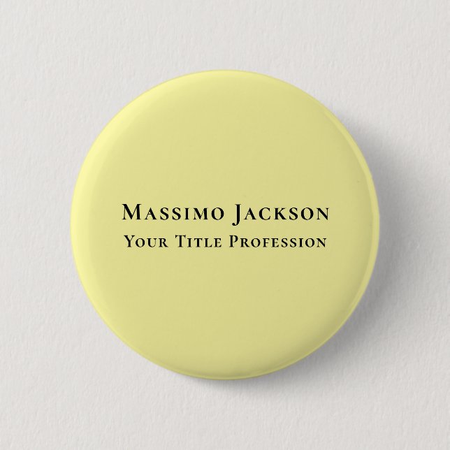Light Yellow Plain Elegant Professional Modern 6 Cm Round Badge (Front)