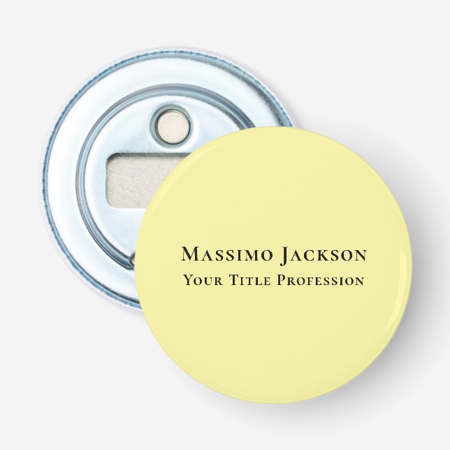 Light Yellow Plain Elegant Professional Modern Bottle Opener (Front)