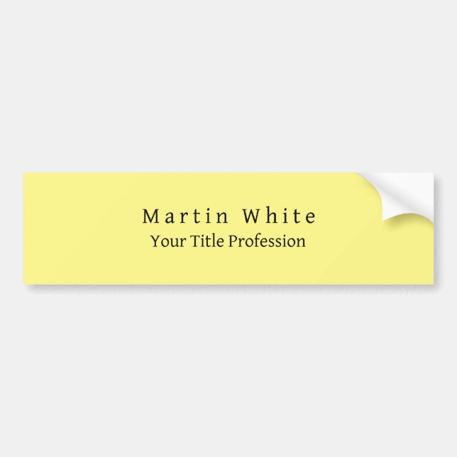 Light Yellow Plain Elegant Professional Modern Bumper Sticker (Front)