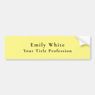 Light Yellow Plain Elegant Professional Modern Bumper Sticker