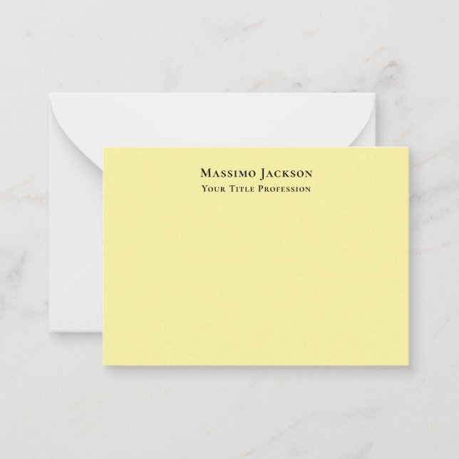 Light Yellow Plain Elegant Professional Modern Card (Front)