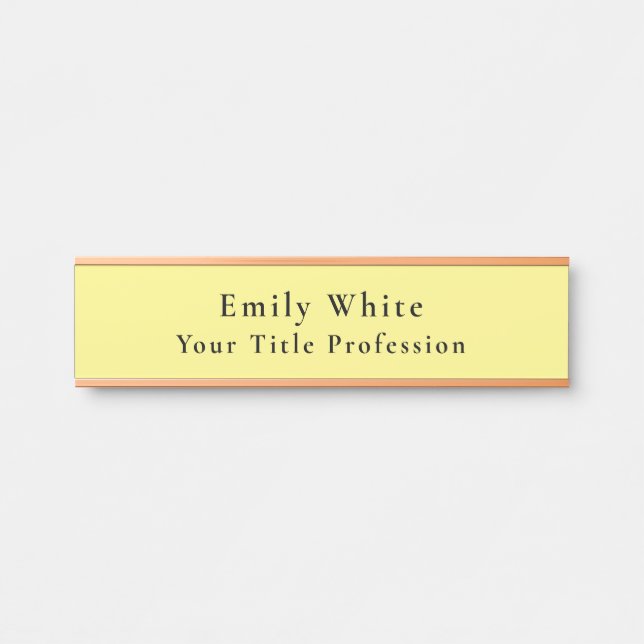 Light Yellow Plain Elegant Professional Modern Door Sign (Front)