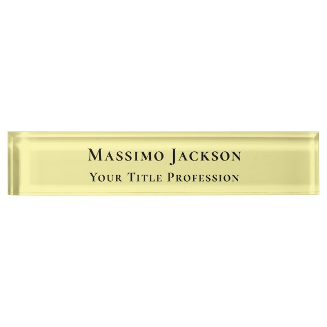 Light Yellow Plain Elegant Professional Modern Nameplate (Front)