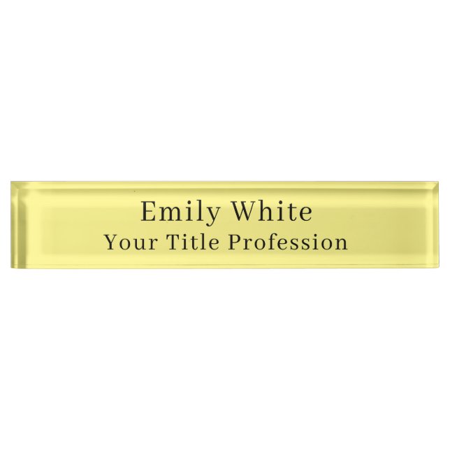 Light Yellow Plain Elegant Professional Modern Nameplate (Front)