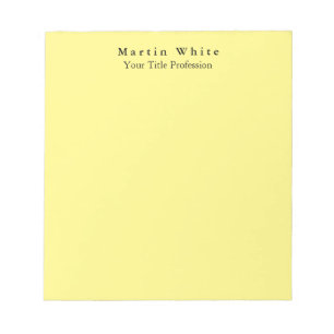 Light Yellow Plain Elegant Professional Modern Notepad