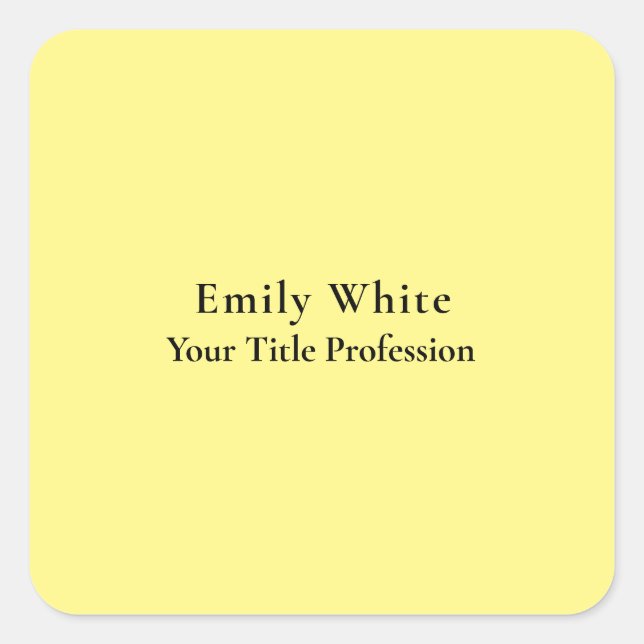 Light Yellow Plain Elegant Professional Modern Square Sticker (Front)