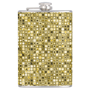 Light Yellow 'Popcorn' Textured Grid Pattern Hip Flask