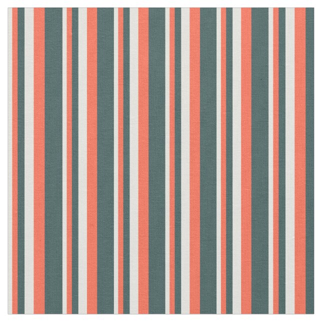 Light Yellow, Red, and Dark Slate Grey Lines Fabric (Close Up)