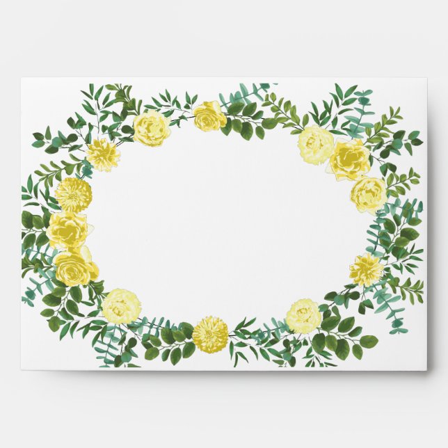 Light Yellow Rose Vintage Spring Wedding Envelope (Front)
