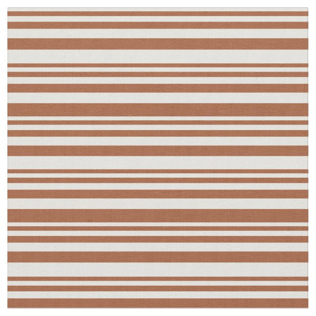 Light Yellow & Sienna Coloured Striped Pattern Fabric (Close Up)