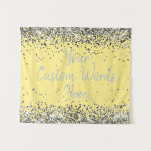 Light Yellow & Silver Birthday Party Photo Booth Tapestry
