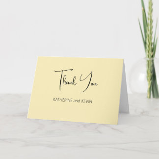 Light Yellow Simple Wedding Thank You Card
