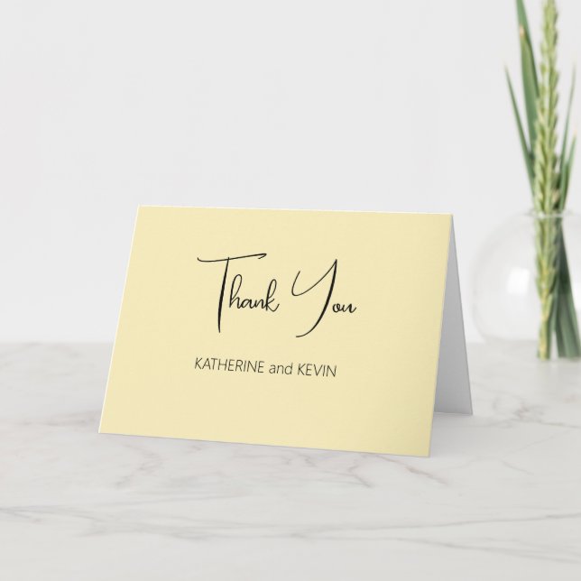 Light Yellow Simple Wedding Thank You Card (Front)