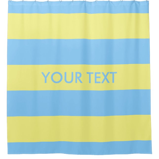 Light Yellow Sky Blue Bold H Stripe #3 Monogram Shower Curtain (Front)