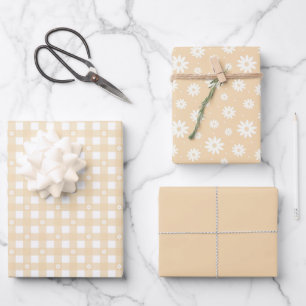 Light Yellow Spring Pattern & Solid Wrapping Paper