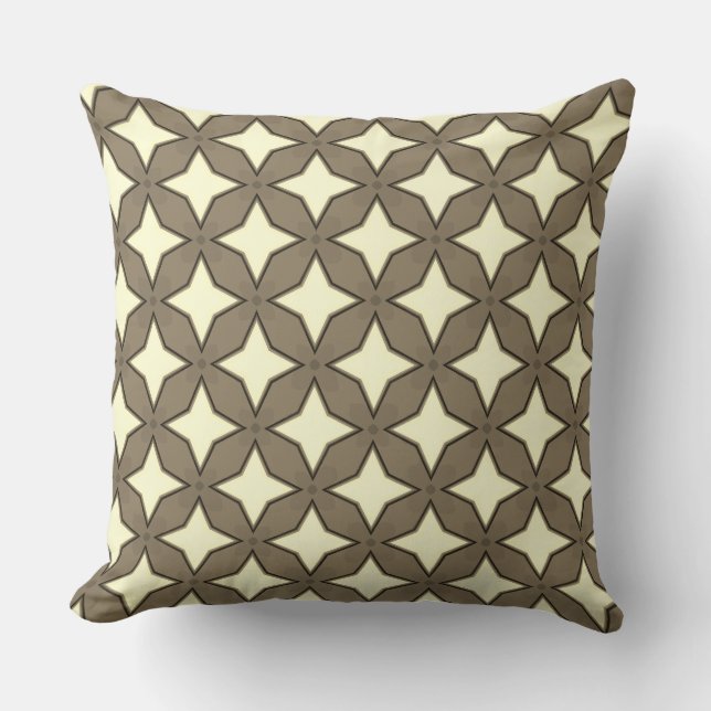 Light Yellow Stars of Four Points Cushion (Front)